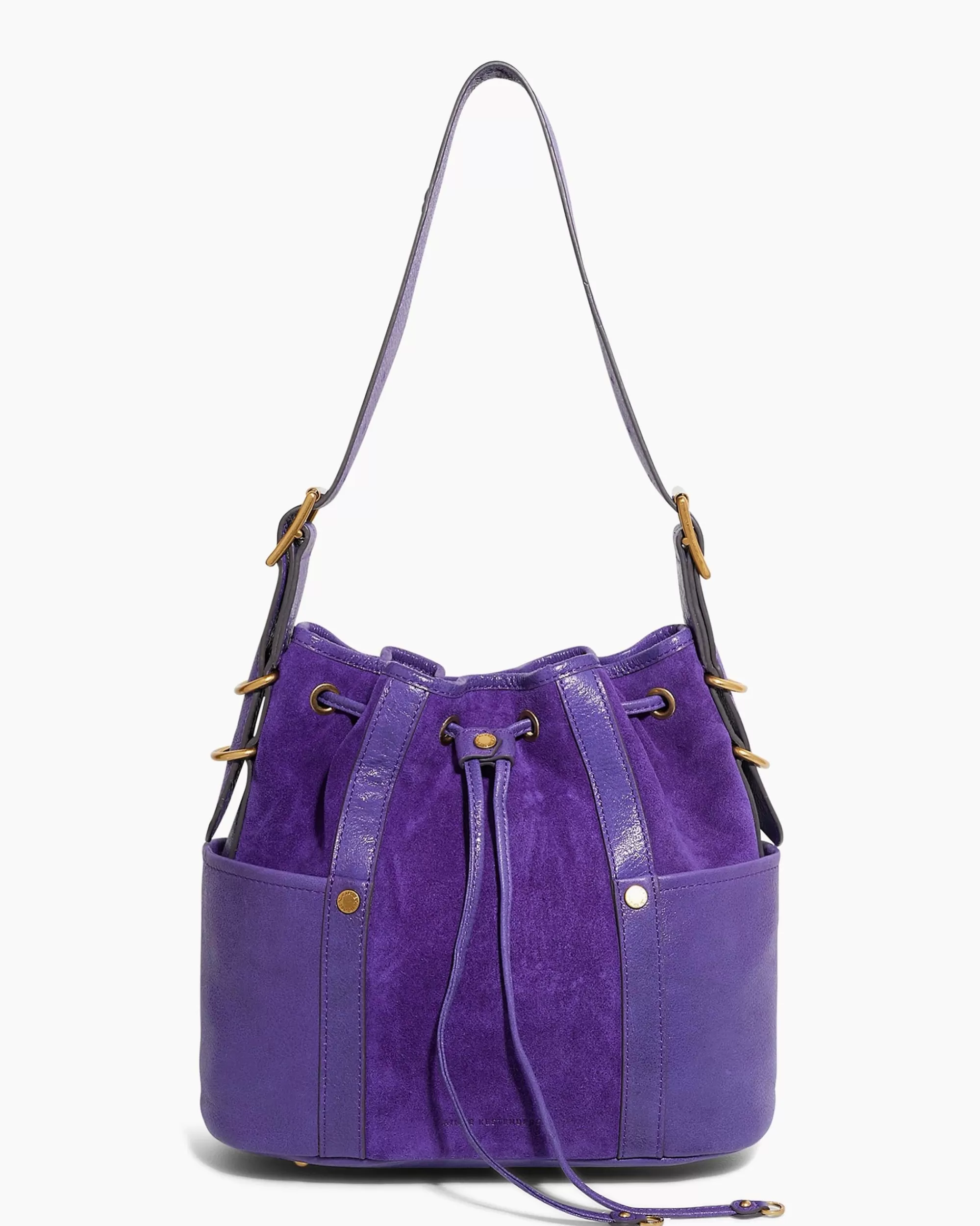 Aimee Kestenberg Shoulder Bags-About Town Drawstring Bucket Violet With 14K Yellow Gold