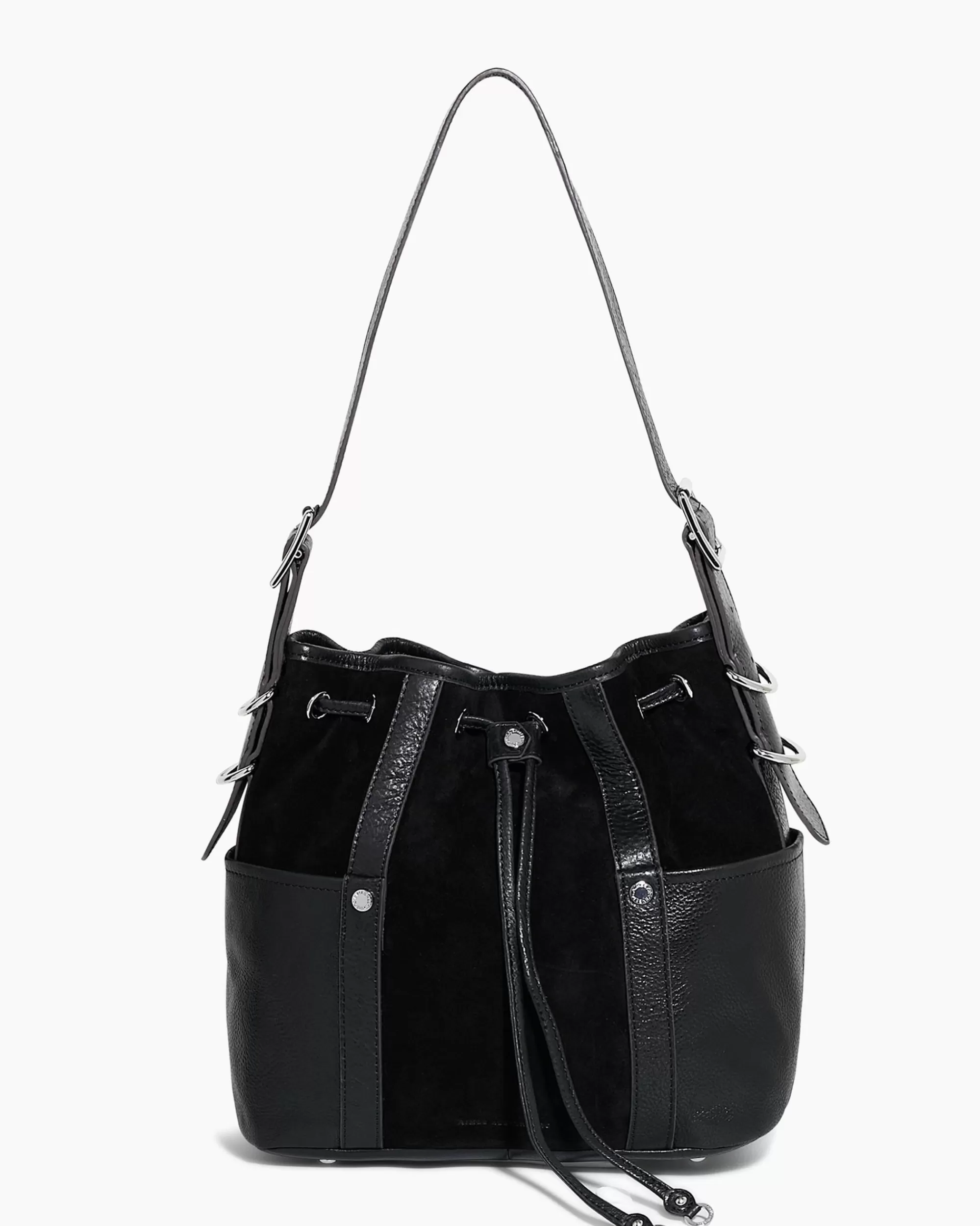 Aimee Kestenberg Shoulder Bags-About Town Drawstring Bucket Black With Silver