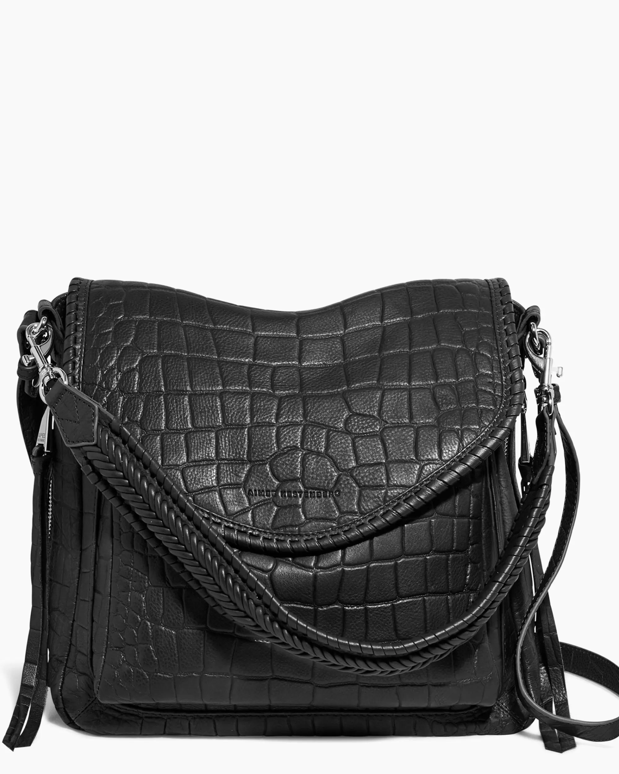 Aimee Kestenberg Satchels-All For Love Convertible Shoulder Black Croco