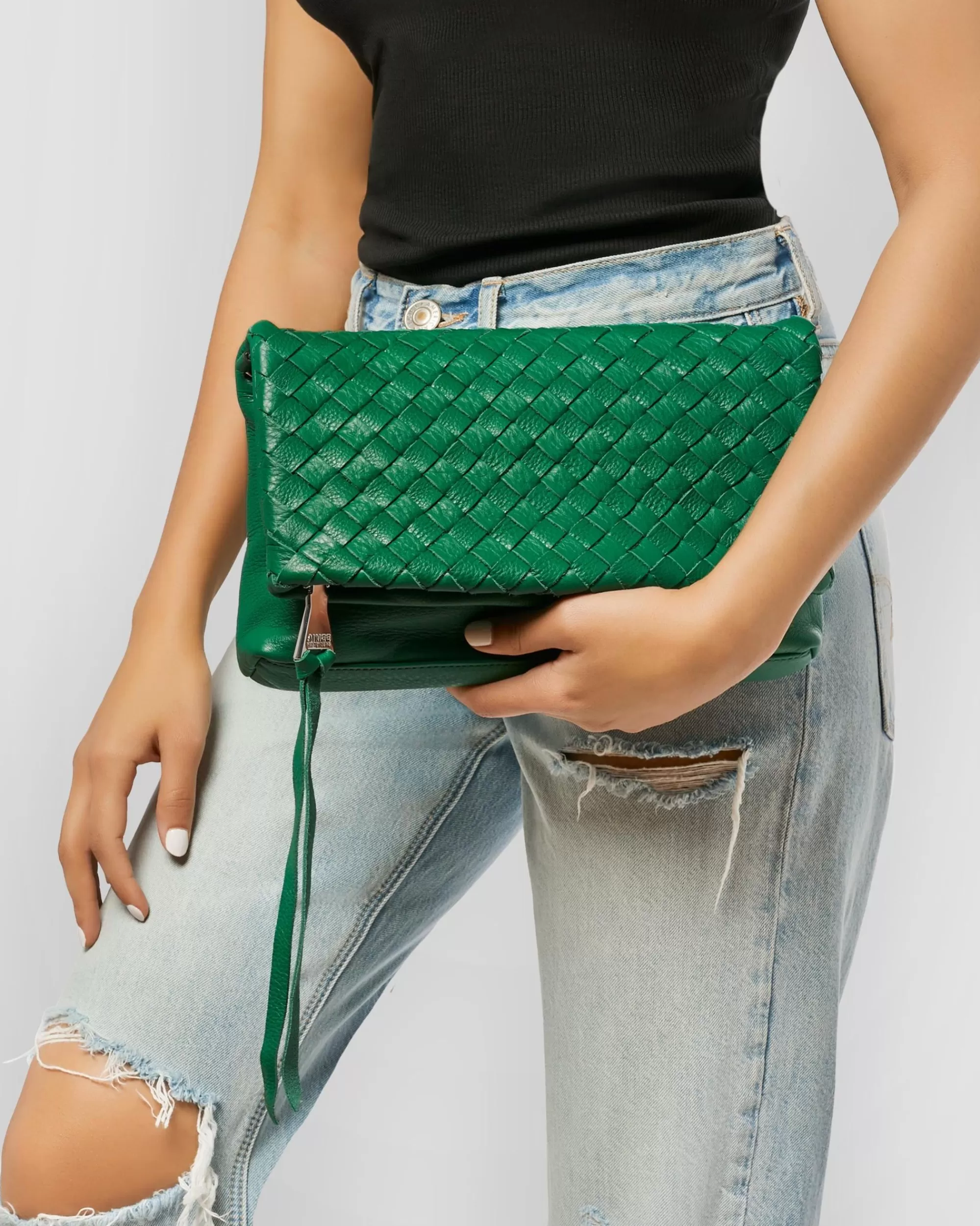 Aimee Kestenberg Clutches-Bali Convertible Clutch Kelly Green Woven