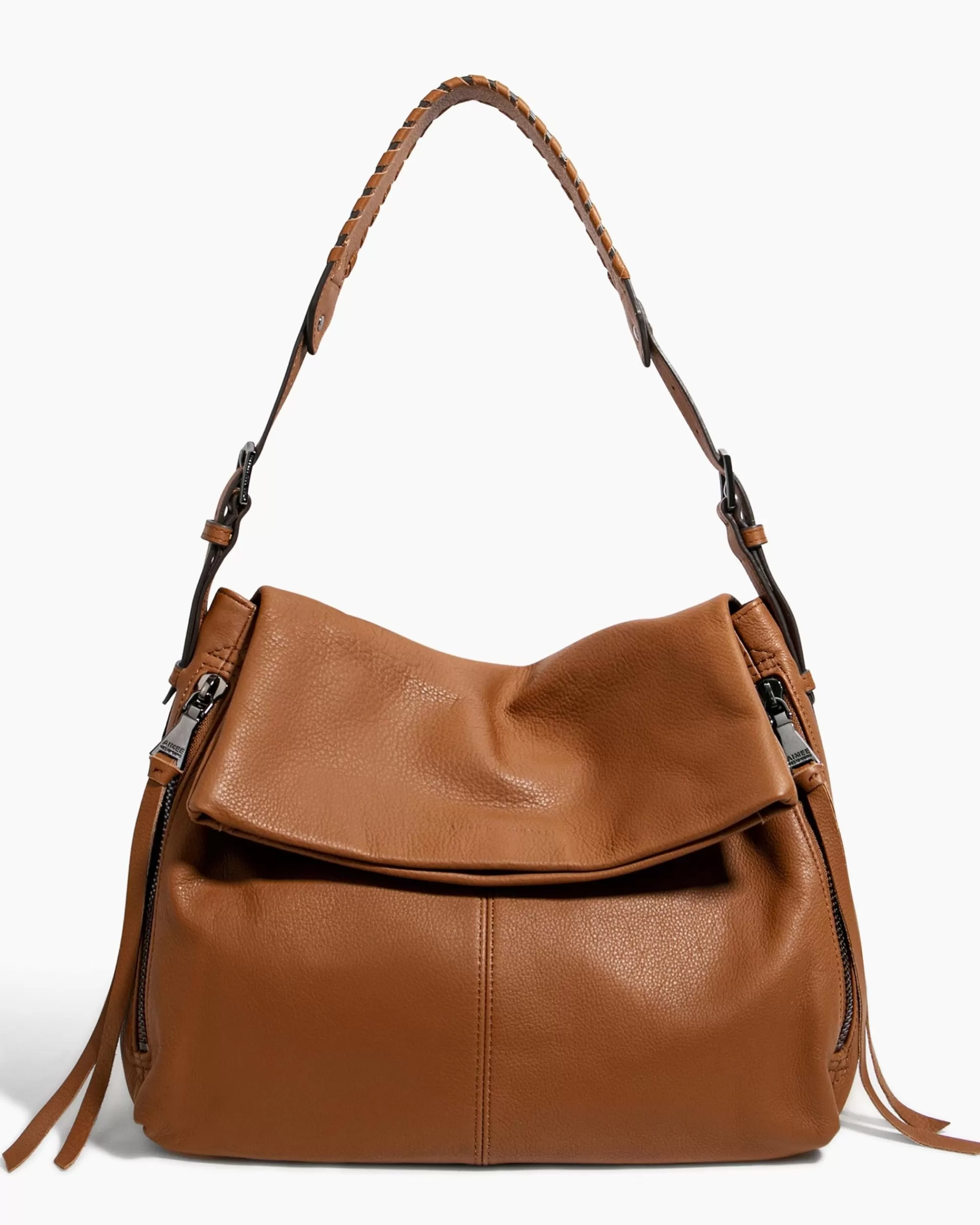 Aimee Kestenberg Shoulder Bags-Bali Hobo Chestnut Brown With Gunmetal