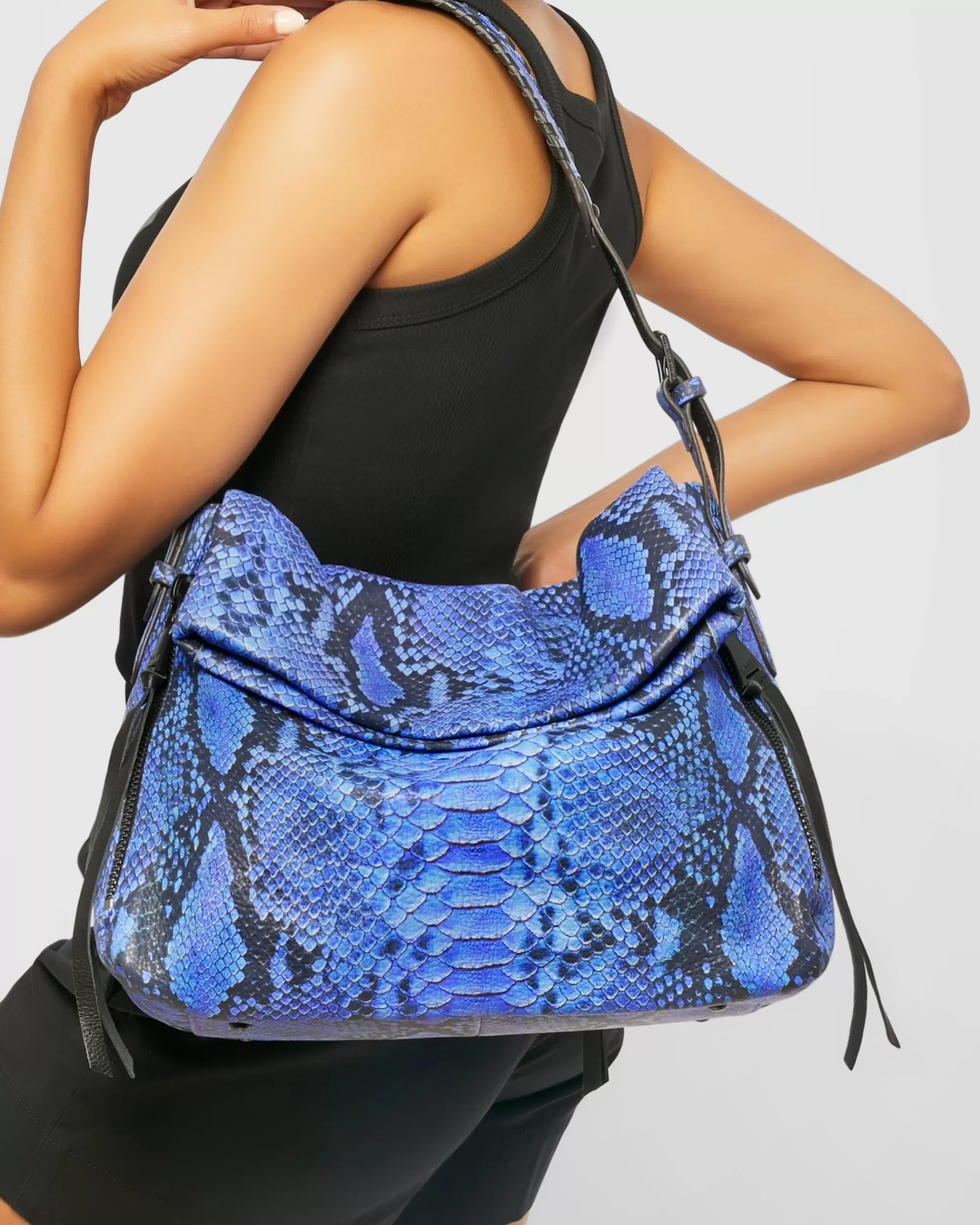 Aimee Kestenberg Shoulder Bags-Bali Hobo Blue Cobra