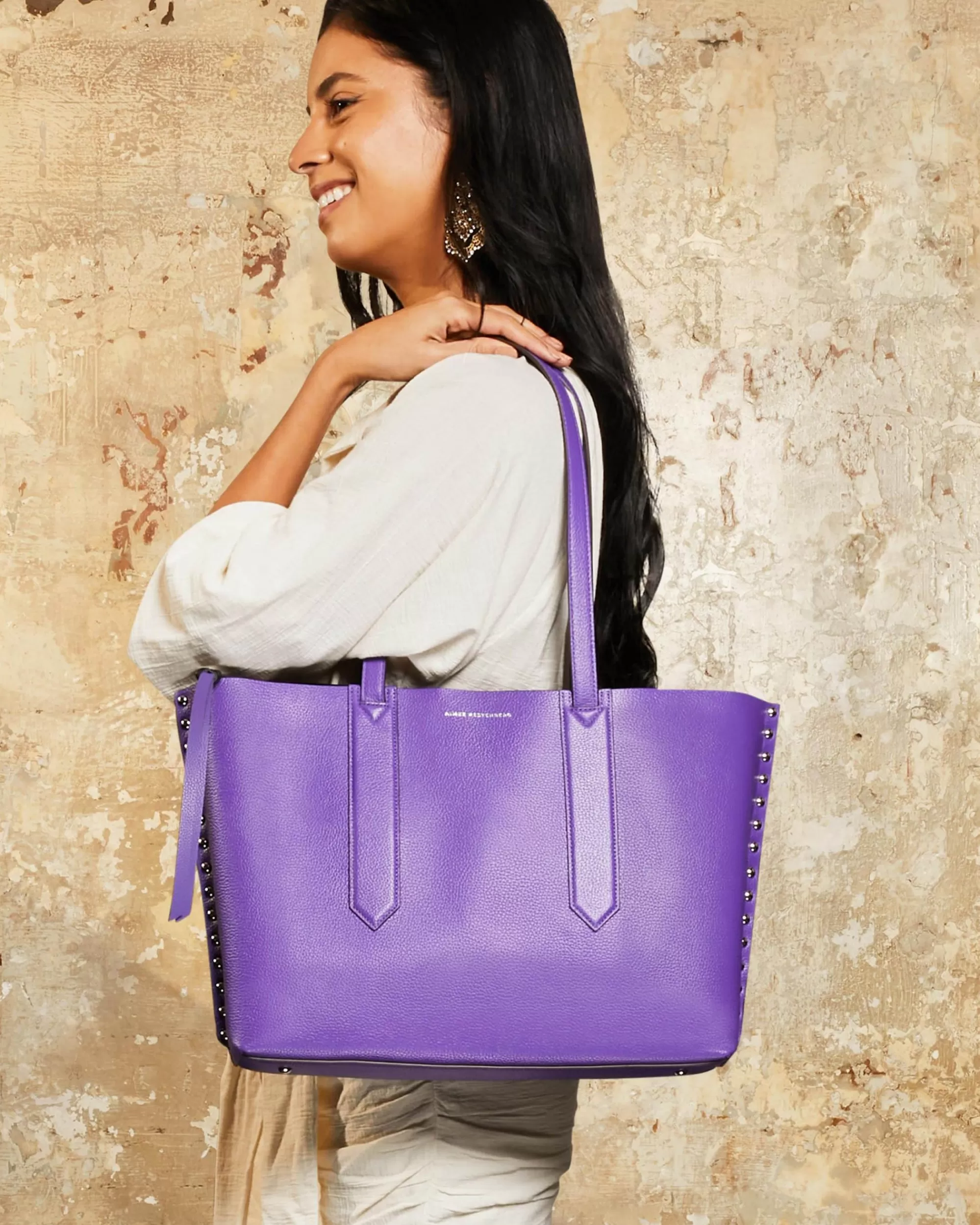 Aimee Kestenberg Tote Bags-Busy Bee Tech Tote Purple Haze