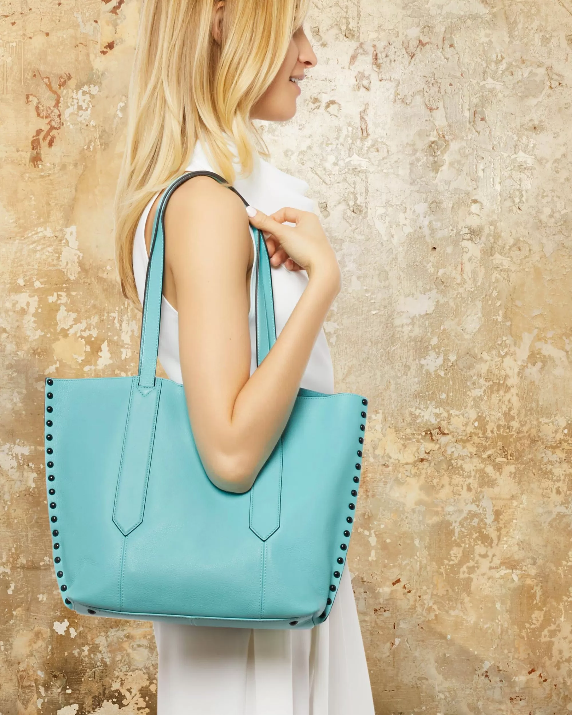 Aimee Kestenberg Tote Bags-Busy Bee Unlined Tote Aqua