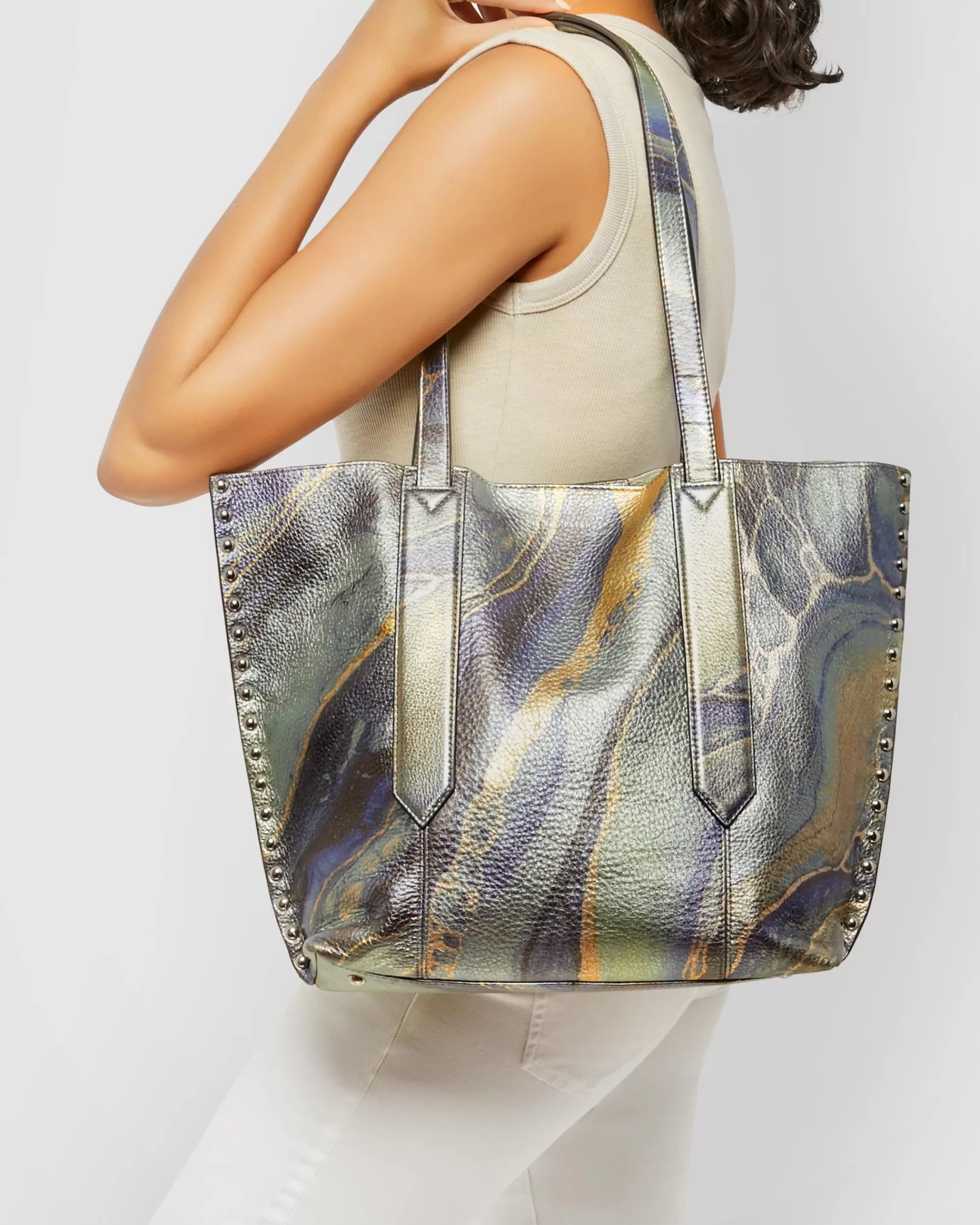 Aimee Kestenberg Tote Bags-Busy Bee Unlined Tote Blue Riverbed