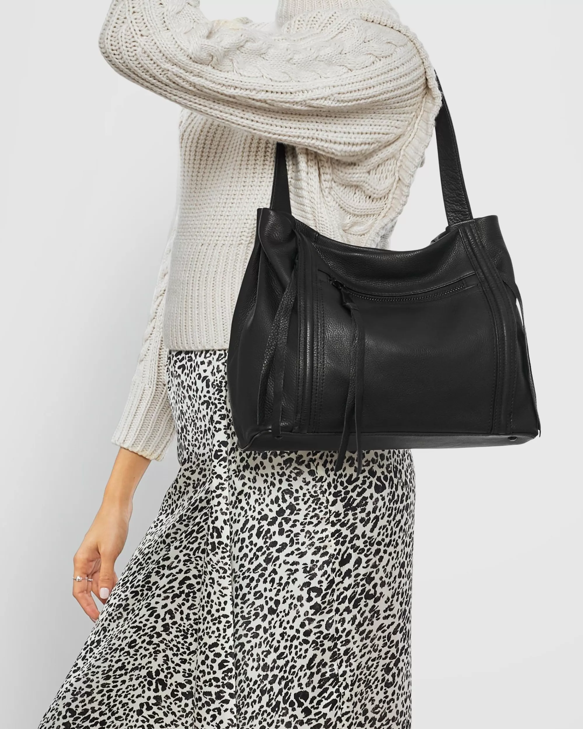 Aimee Kestenberg Tote Bags-Fair Game Shopper Black