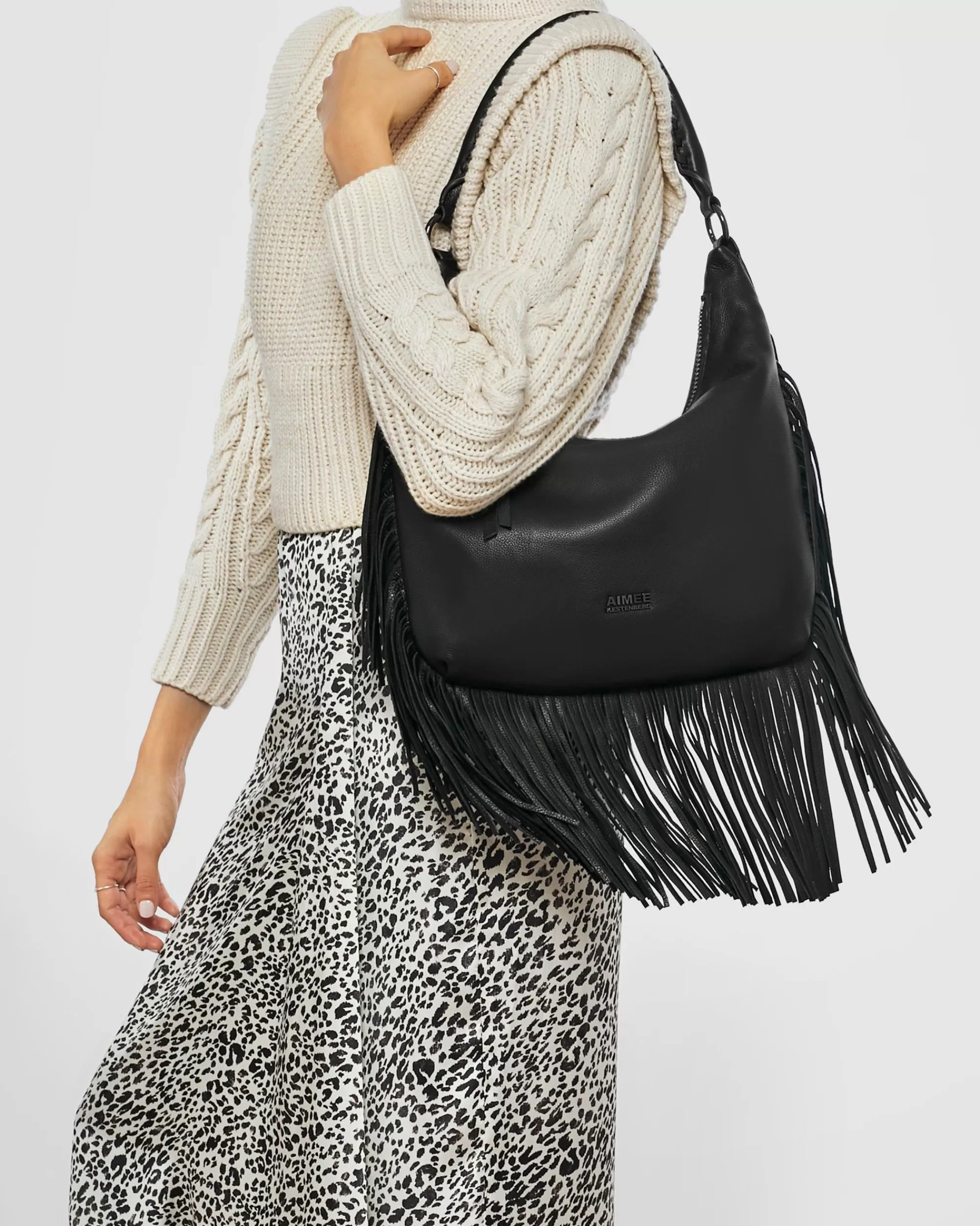 Aimee Kestenberg Shoulder Bags-Fringe Benefits Hobo Black