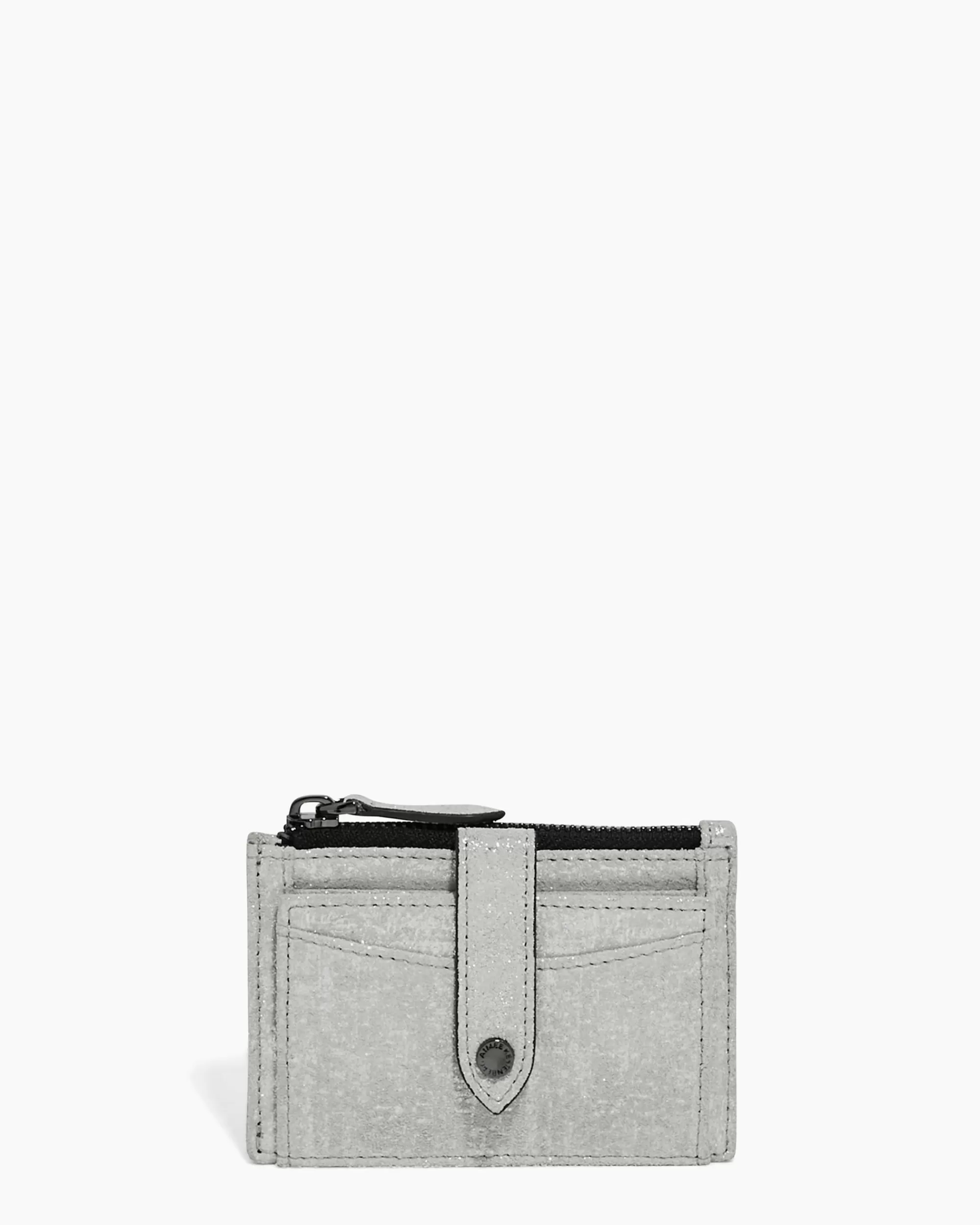 Aimee Kestenberg Wallets-High Riser Zip Card Case With Rfid Distressed Silver