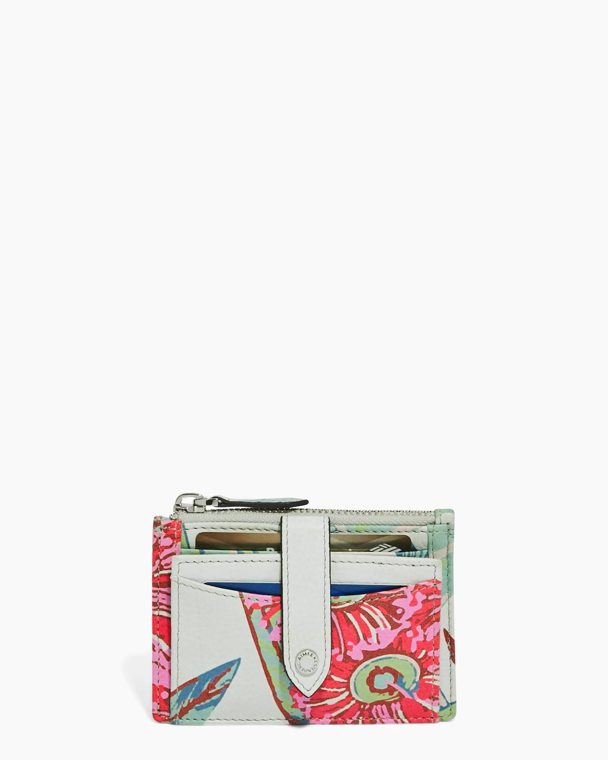 Aimee Kestenberg Wallets-High Riser Zip Card Case With Rfid Eucalyptus Print