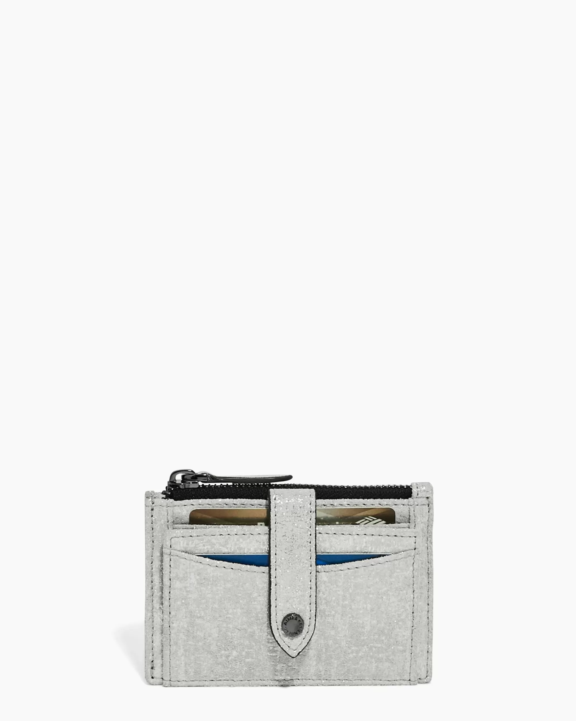 Aimee Kestenberg Wallets-High Riser Zip Card Case With Rfid Distressed Silver