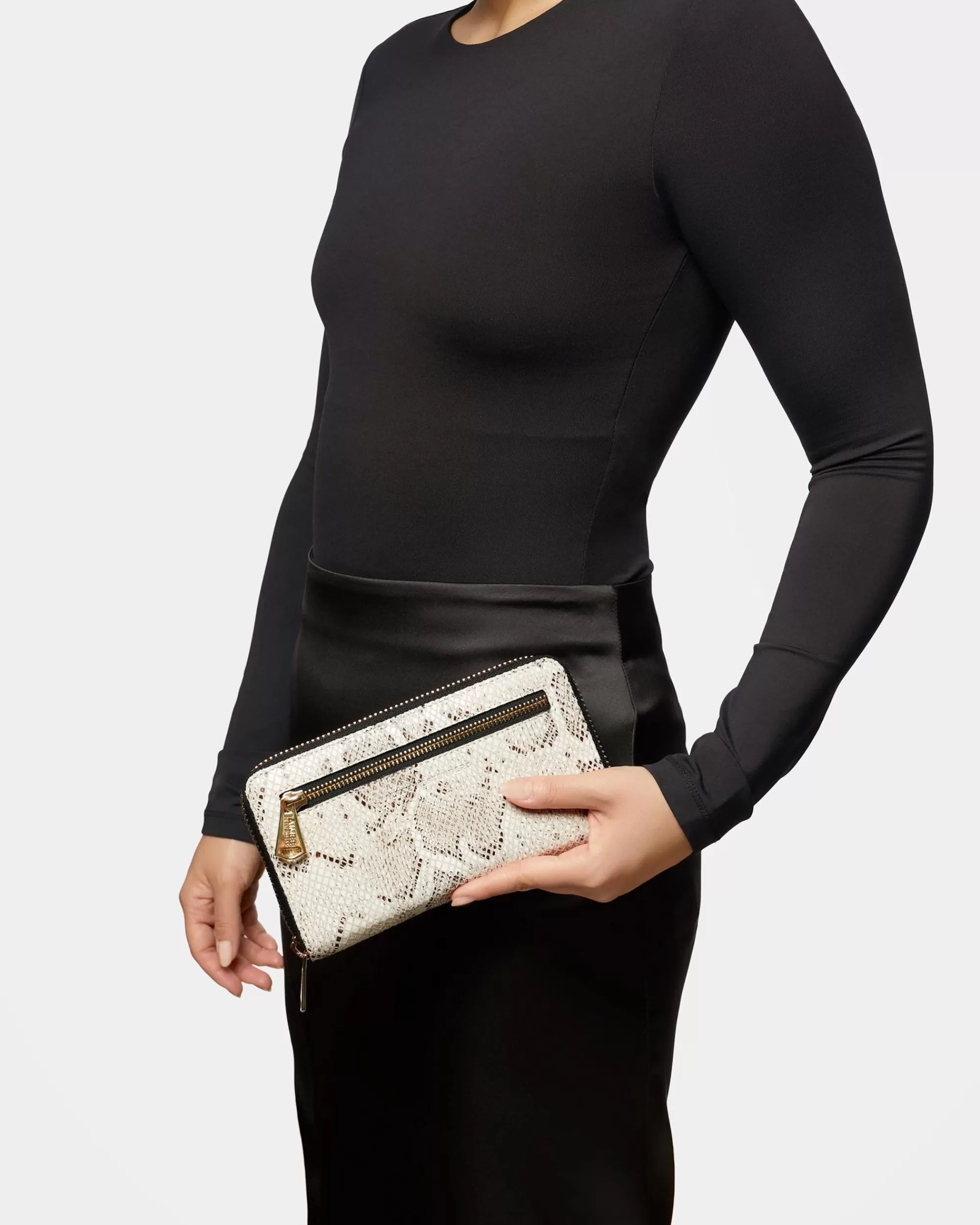 Aimee Kestenberg Clutches-Jesse Large Zip Around With Rfid Almond Snake