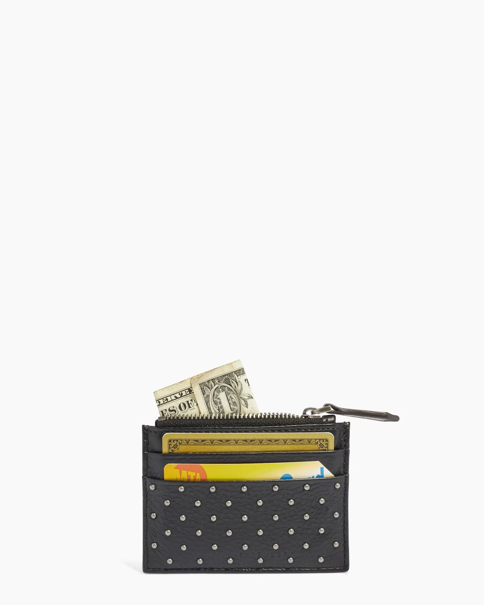 Aimee Kestenberg Wallets-Jewels Credit Card Wallet With Rfid Black Distressed Silver Studs