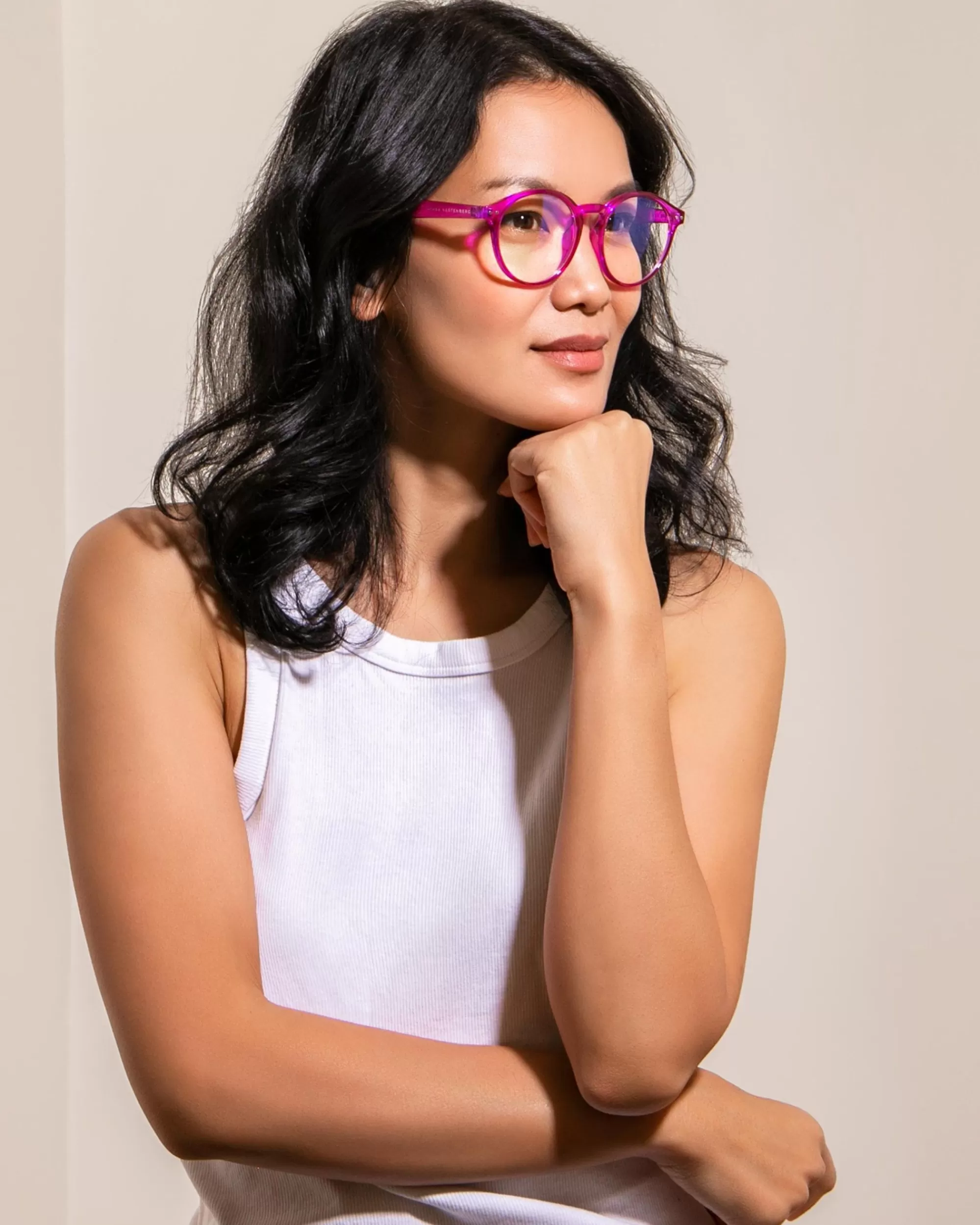 Aimee Kestenberg Eyewear-Ludlow-Blue Light Crystal Neon Pink