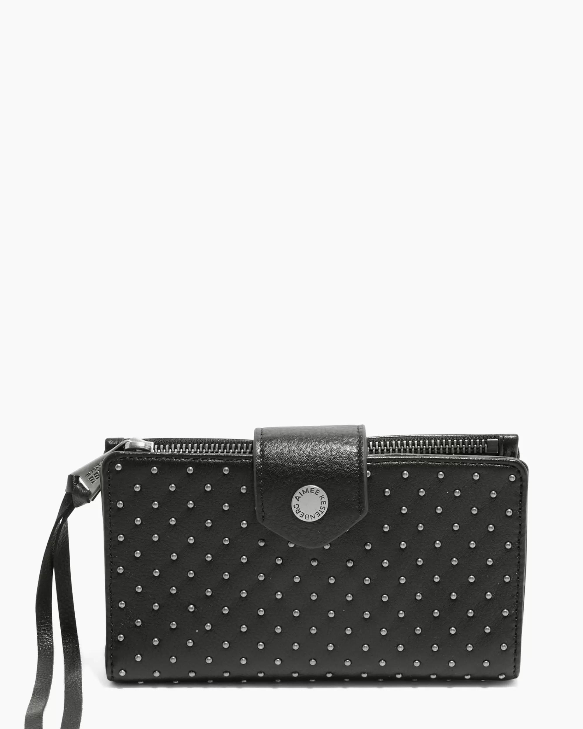 Aimee Kestenberg Clutches-Saba Tech Wallet Black Distressed Silver Studs