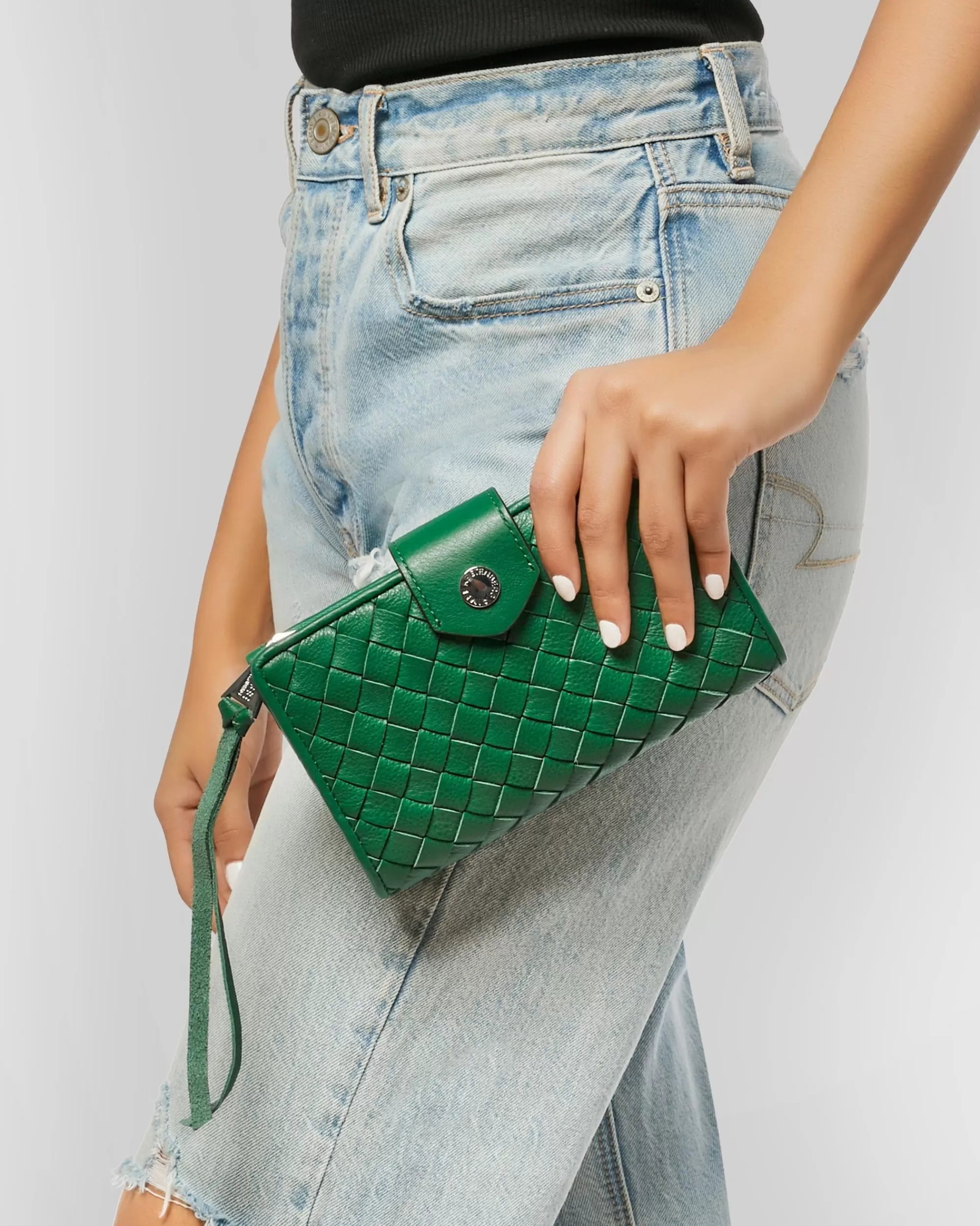 Aimee Kestenberg Clutches-Saba Tech Wallet Kelly Green Woven