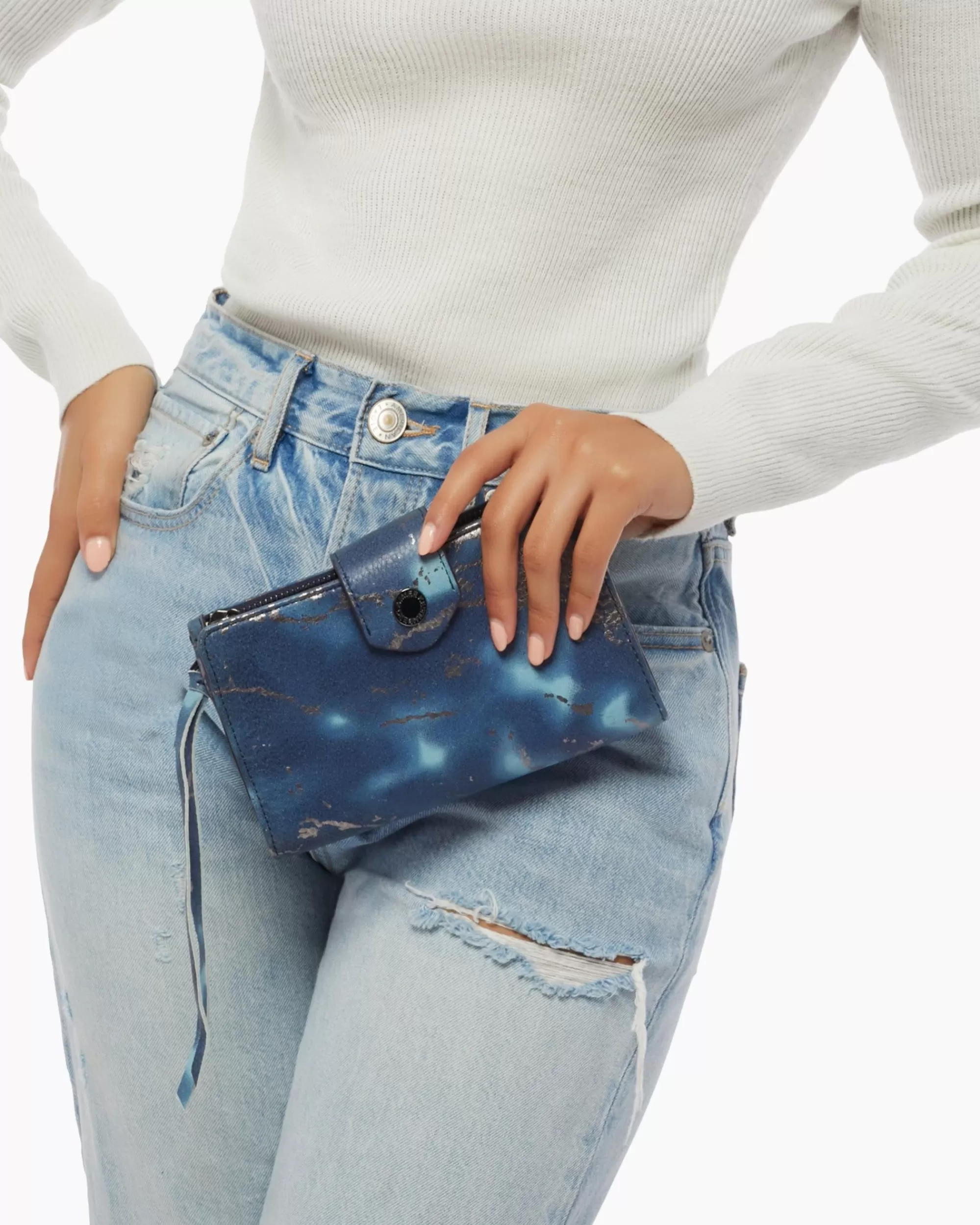 Aimee Kestenberg Clutches-Saba Tech Wallet Navy Marble