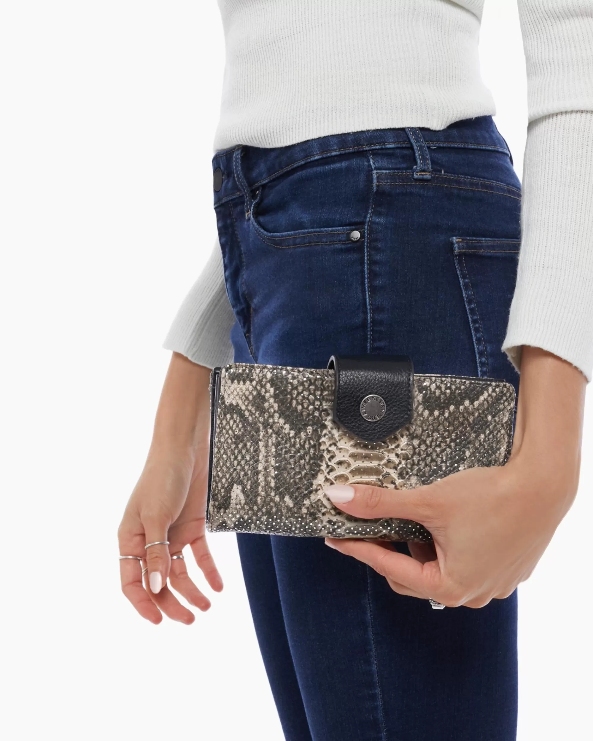 Aimee Kestenberg Clutches-Saba Tech Wallet Spotted Snake